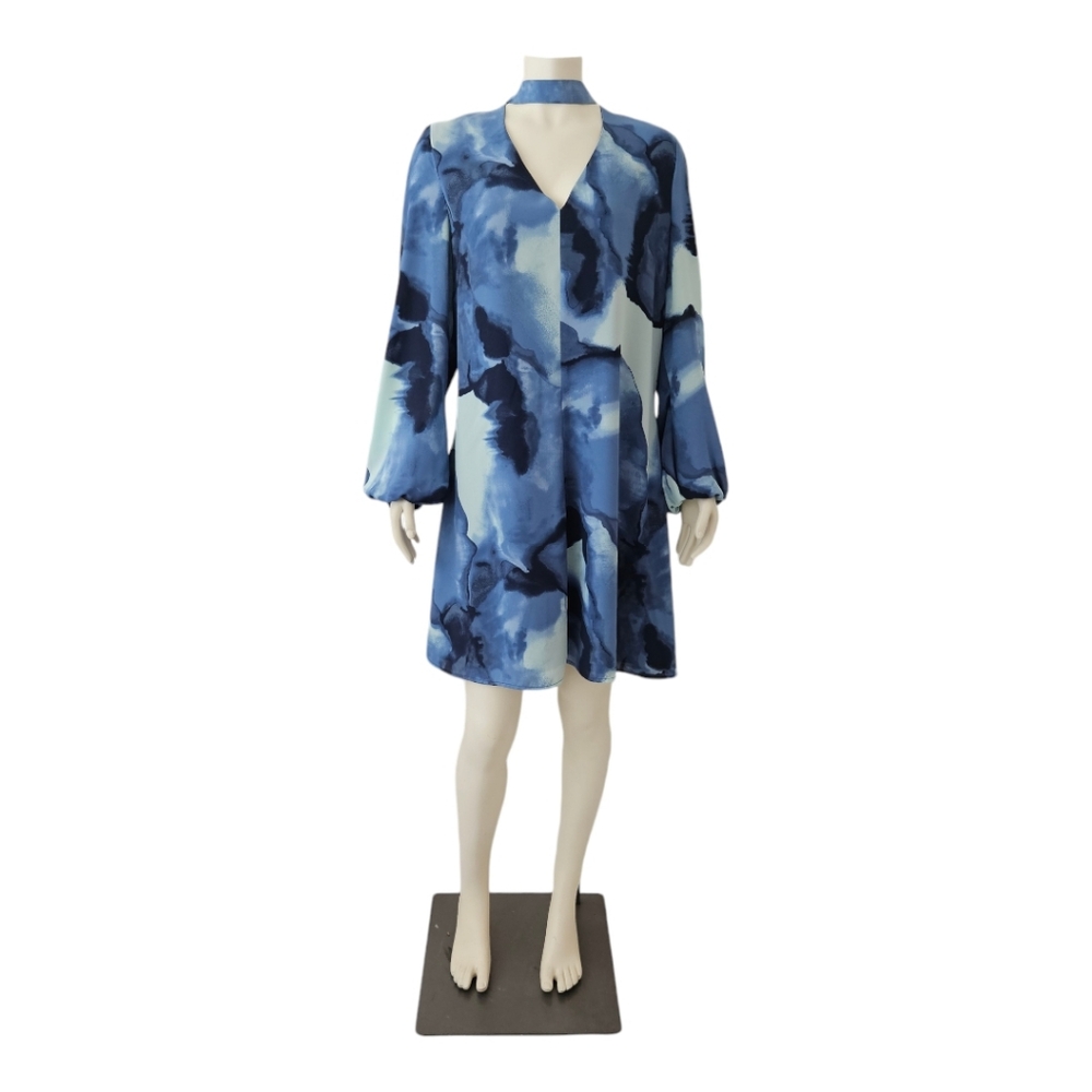 Halston Blue Watercolor Dress